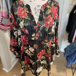Maurices Black Floral Blouse
